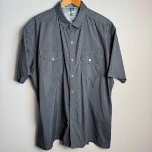 Kuhl Mountain Grown Men's Camp‎ Shirt XXL Short Sleeve Pin Check Charcoal Gray